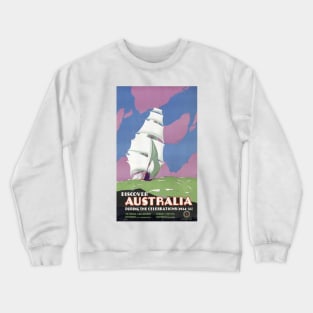 Vintage Travel Poster Discover Australia Crewneck Sweatshirt